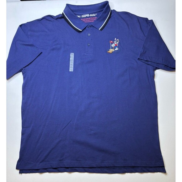 Vintage 1994 Looney Tunes Acme Polo Shirt Bugs Bunny Golfing Size XXXL Dark Blue - Picture 1 of 6